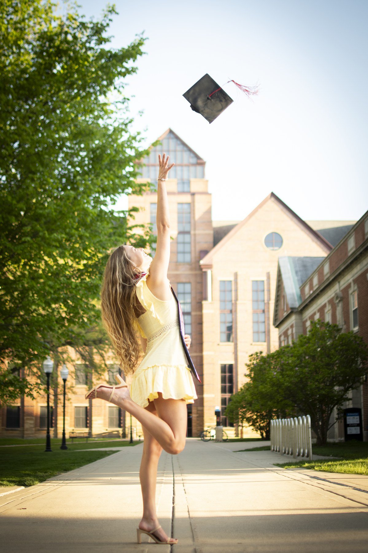 Graduation cap black and white portrait